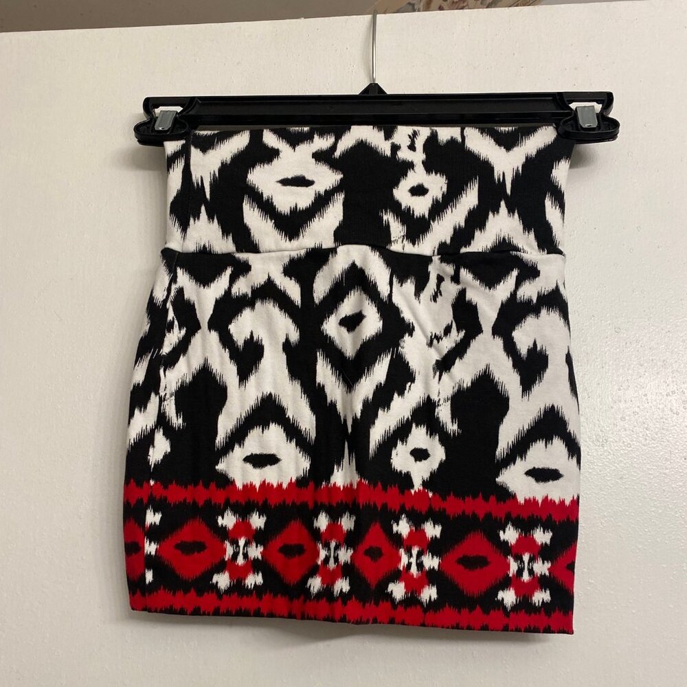 Y2K Wetseal Bodycon Mini Skirt - Red Black White Size XS